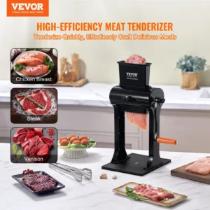 VEVOR Commercial Meat Tenderizer, Heavy Duty Stainless Steel Meat Tenderizer Machine, Quick and Easy Manual Operation Kitchen Tool, 14.7 cm Feed Port for Beef, Turkey, Chicken, Pork, Steak, and Fish